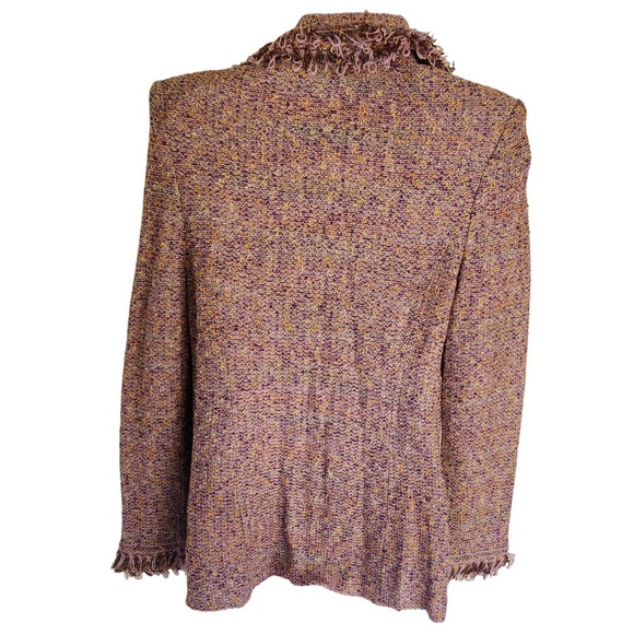 St.John Collection Purple Fringed Edges Knit Jacket 4 - Picture 6 of 7